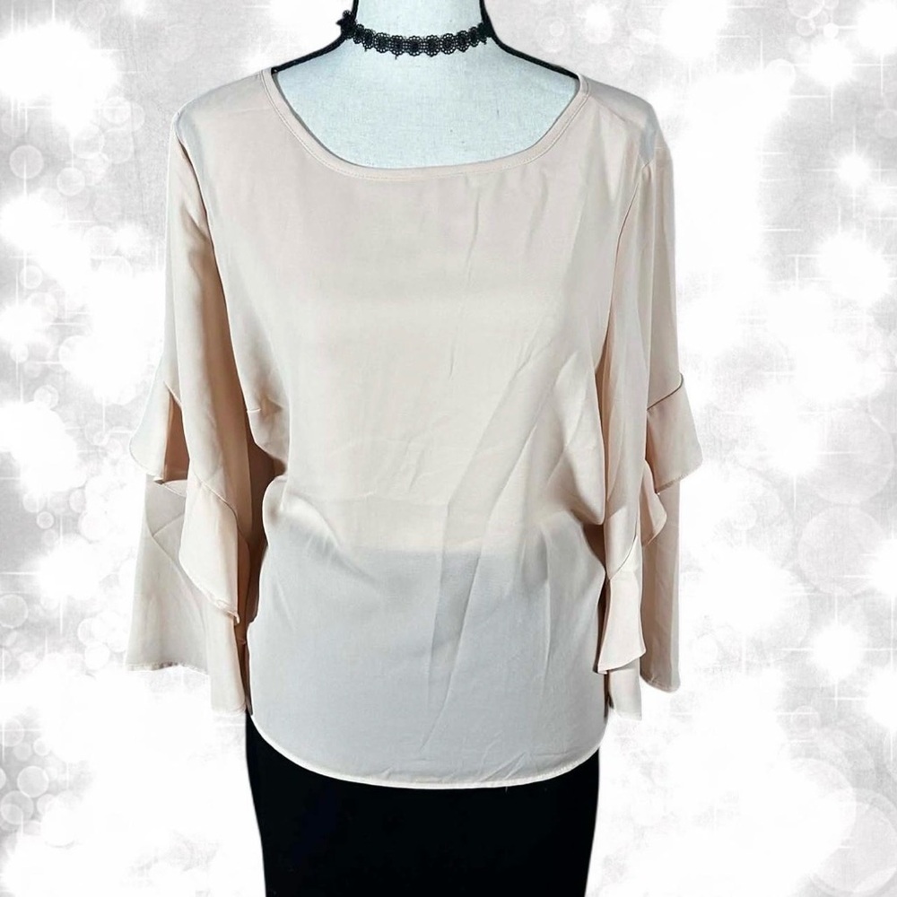 Chic Pink Ruffled Sleeve Blouse